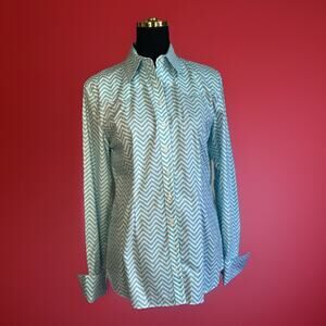 CR Ranch Wear | Blue White Chevron Western Shirt | Coastal Cowgirl | Texas Glam